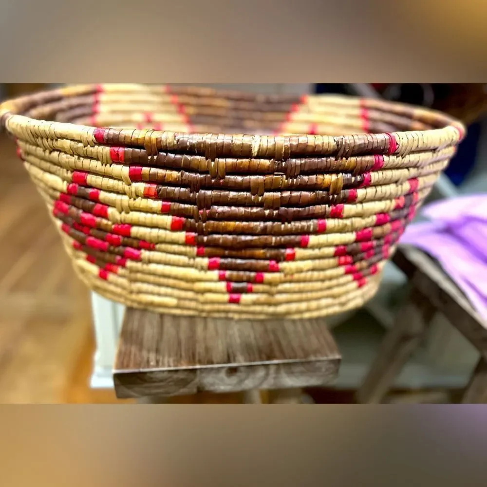 - Yupik coil basket Inuit vintage LARGE 16 x 20” handles